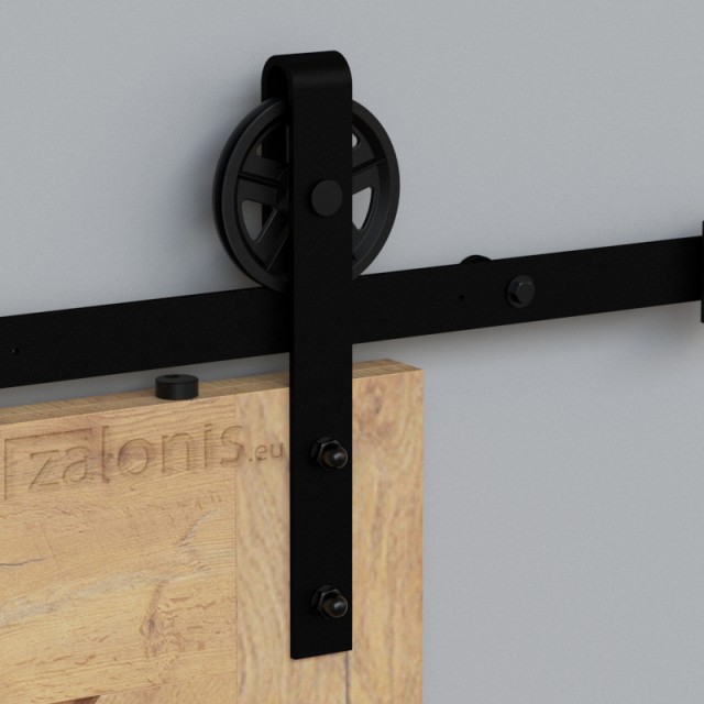 SLIDING BARN DOOR PAIR OF WHEELS BLACK MAT